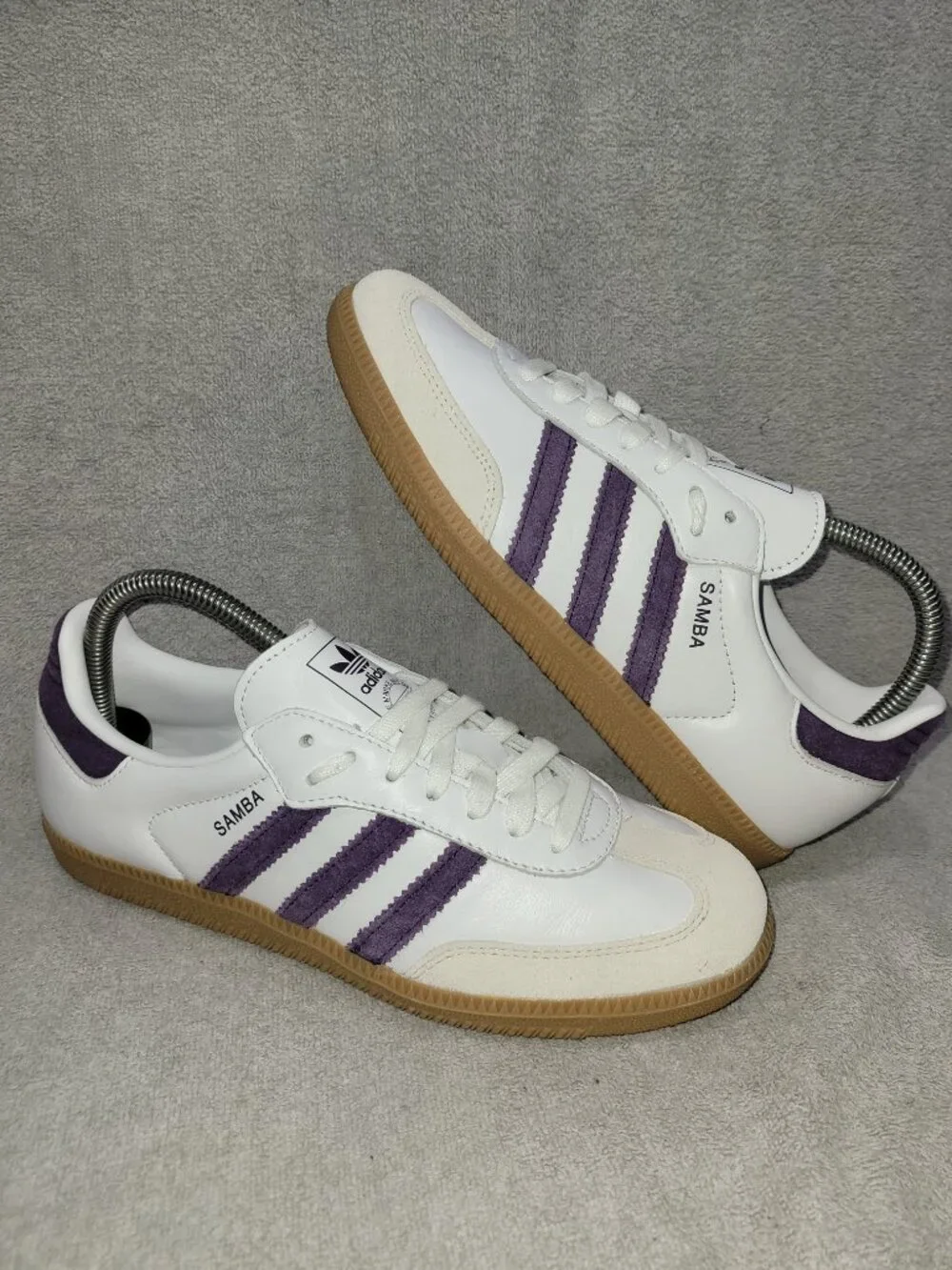 Adidas Samba OG Cloud White Alumina Plum Tan Gum Sneakers JS1392 Womens Size 7.5